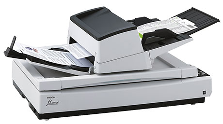 The fi-7700S achieves scanning speeds of 75 ppm (A4 landscape, color, 200/300 dpi), is capable of loading up to 300 sheets at a time and scanning up to as many as 33,000 sheets a day. With its high quality technologies and user-friendly design, the scanner is suitable for continuous high volume scanning. The scanner's ability to scan various documents such as thin paper, plastic cards, books, magazines, envelopes, and long page documents, boosts user productivity. - Image 1