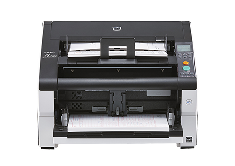 The fi-7800 achieves scanning speeds of 110 ppm/220 ipm (A4 landscape, color, 200/300 dpi), is capable of scanning up to as many as 100,000 sheets a day, and is highly optimized for centralized scanning. - Image 1