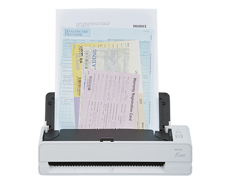 The fi-800R achieves scanning speeds of 40 ppm/80 ipm with ADF and 3.5 seconds per sheet with Manual Feed (A4 portrait, color, 200/300 dpi), and is capable of scanning up to as many as 4,500 sheets a day. - Image 1