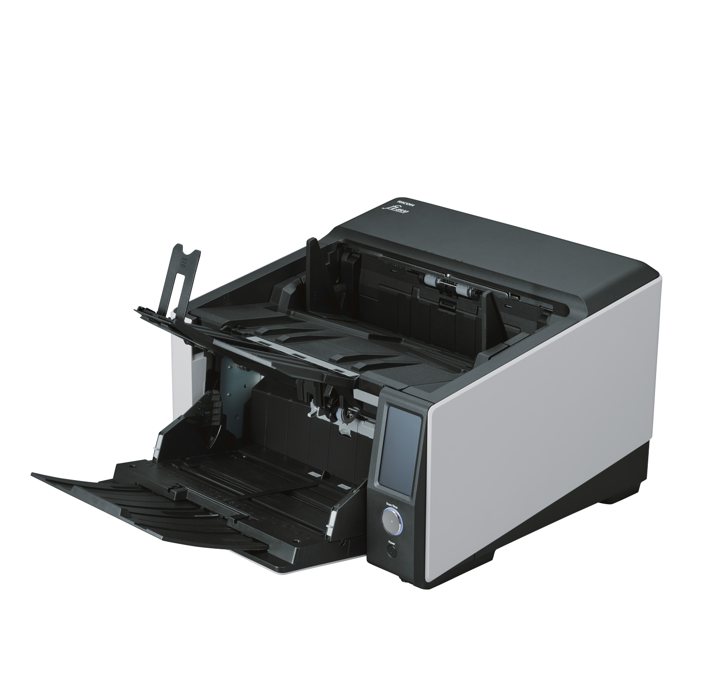 The fi-8930 is an A3 document scanner highly optimized for heavy duty scanning. The scanner comes with features that help reliable scanning, such as Automatic Skew Correction and Stapled Documents Detection. As an ideal model for scanning a large volume daily, the scanner offers speeds of 130 ppm/260 ipm (200/300 dpi, color, A4 landscape), loads up to 750 sheets at a time, and is capable of scanning up to as many as 110,000 sheets a day. - Image 2